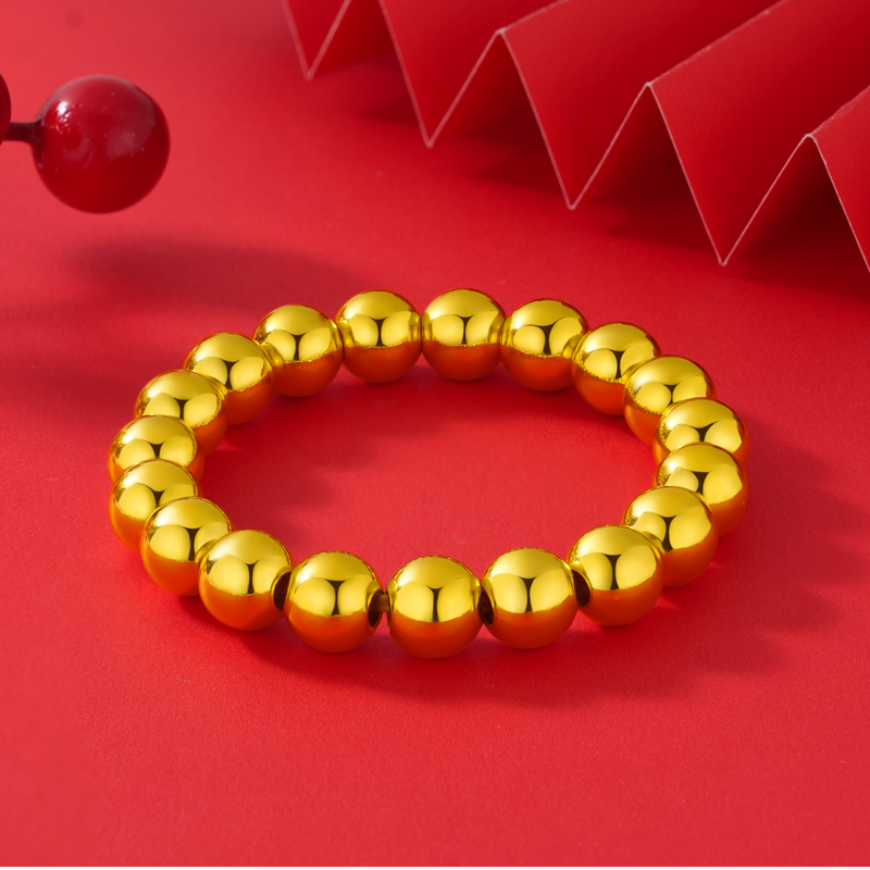 【艺馨专享】足金999饰品 卡10mm金珠手串 BP 90583