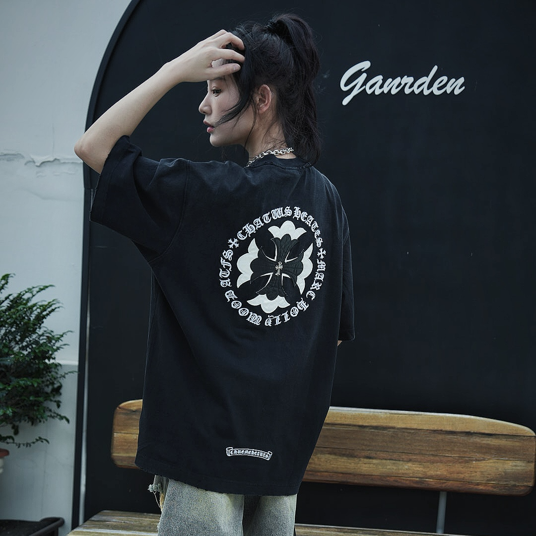 320克重磅夏季新款重工洗水做旧休闲短袖T恤男女款8760