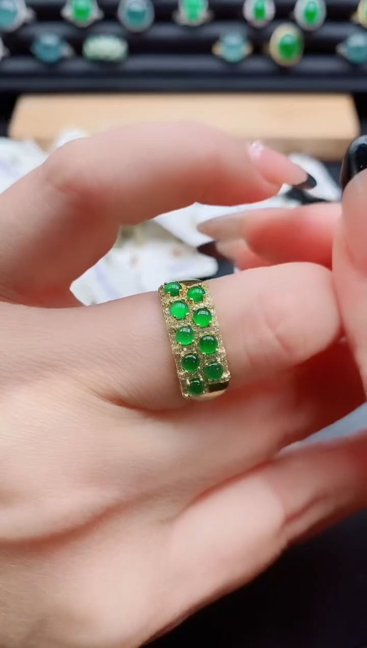 银S925镶嵌戒指翡翠1