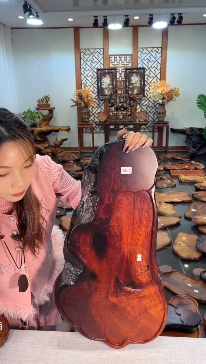 【闪购商品】大果紫檀（缅甸花梨）茶盘8852