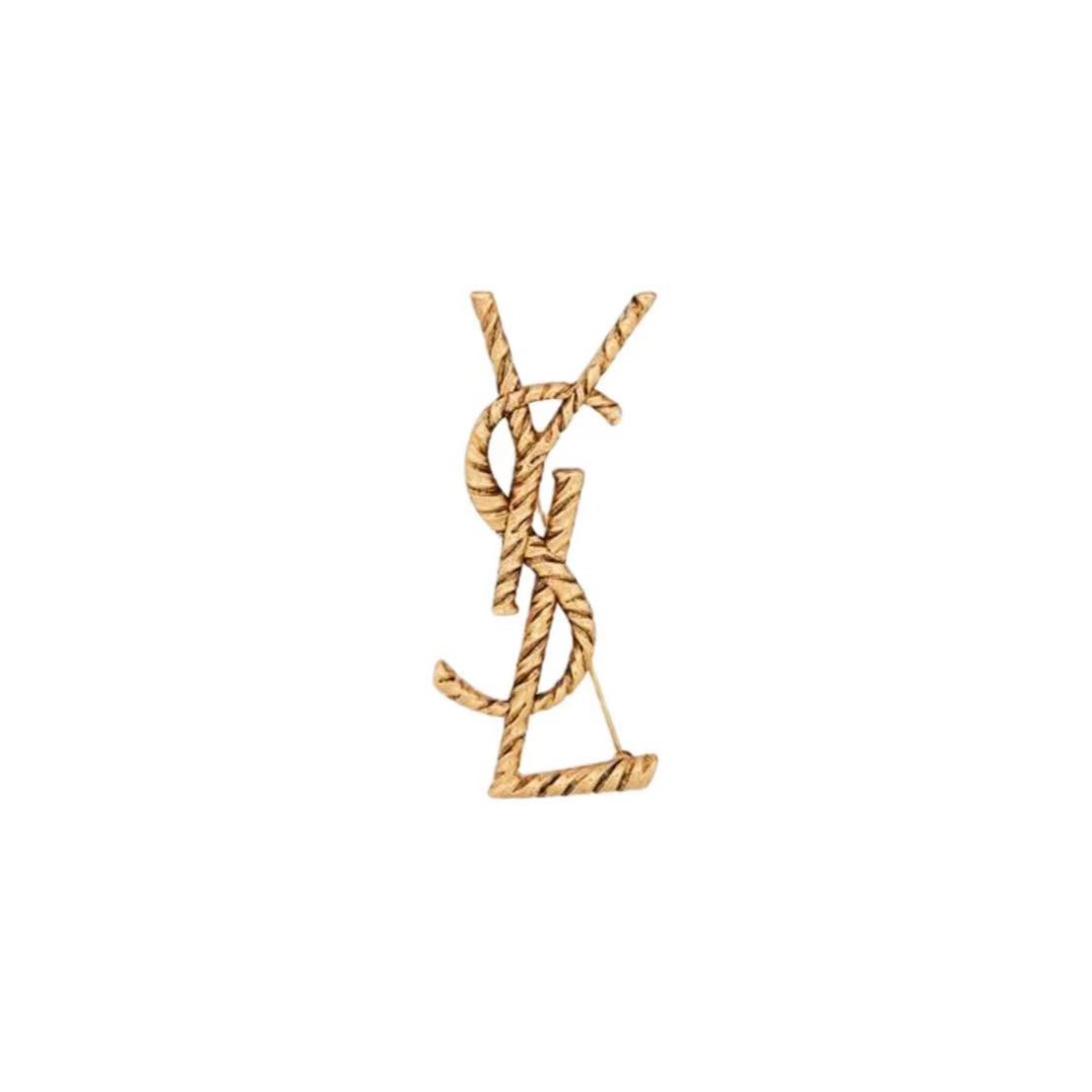 全新未使用 YSL/圣罗兰 【小花念念】YSL 金属扭纹胸针