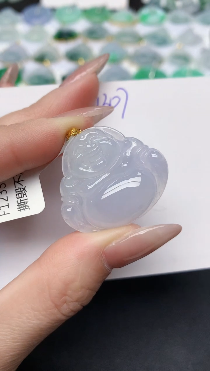 颈饰18K金镶嵌翡翠天然缅甸A货翡翠百元以上9元证书费自理