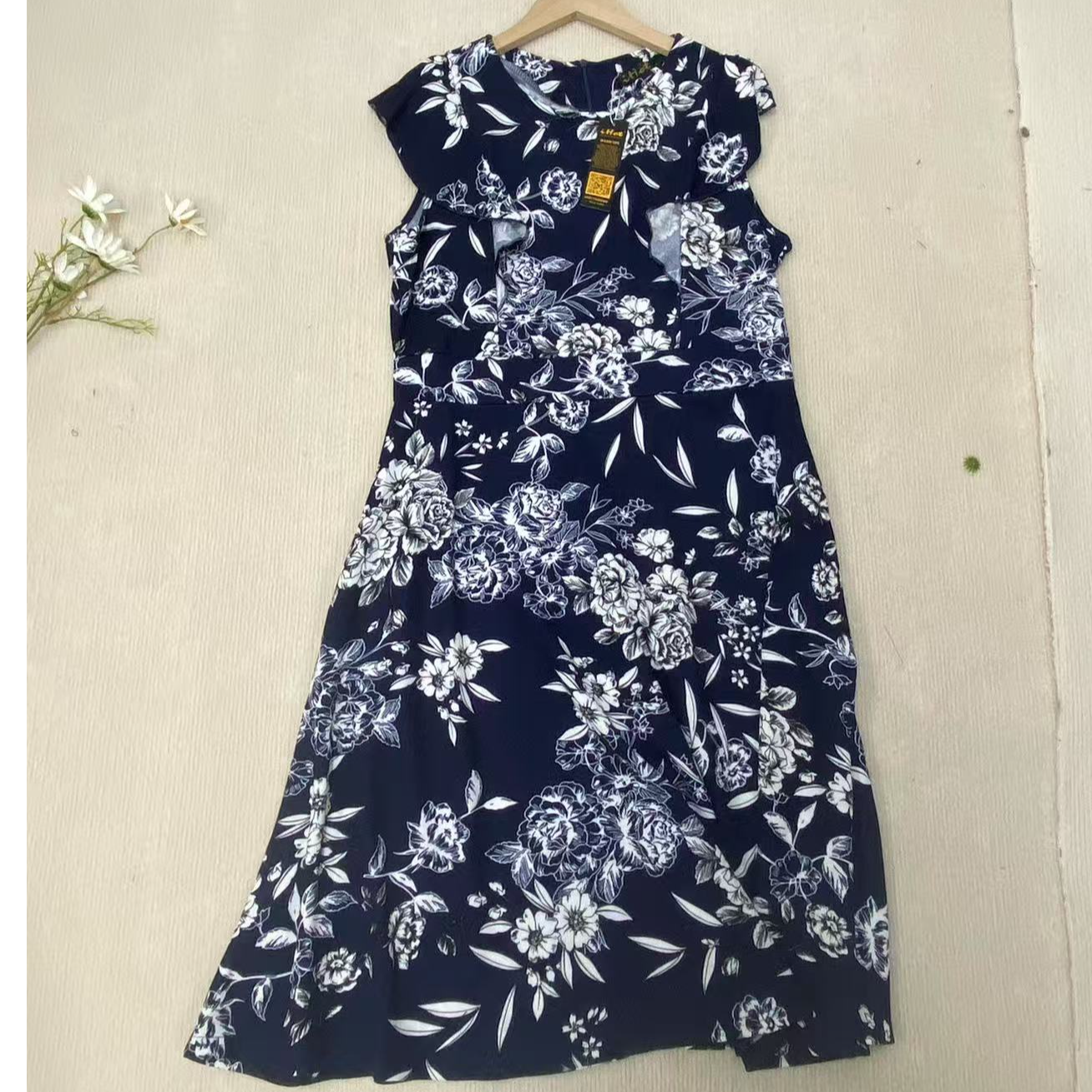 唯琳剪标   7仓F4-2-3661款   青花瓷无袖连衣裙