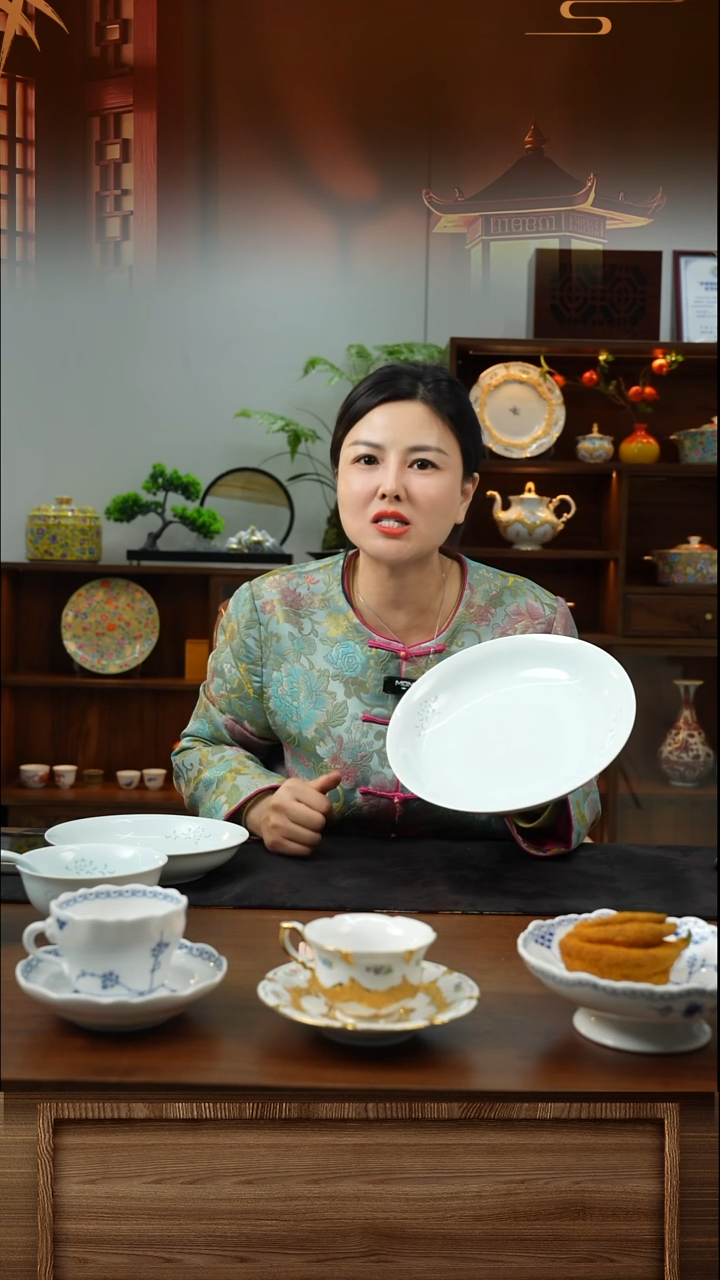 瓷片A006/10"云上汤盘（宝石青/青玲珑/弄影）