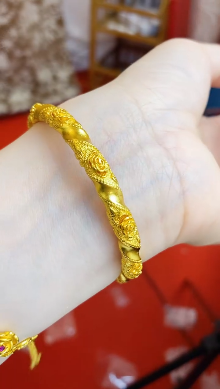 合金无047玫瑰花手镯