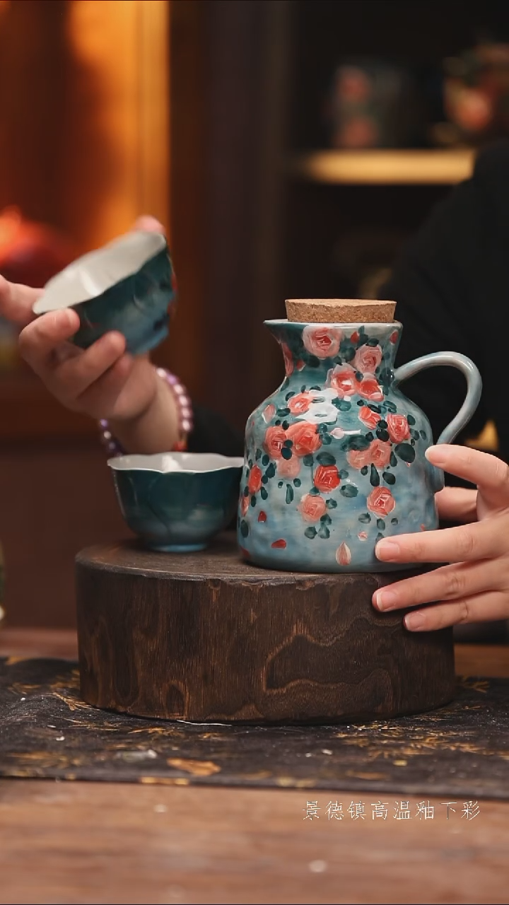 玻璃景德镇高温釉下手绘陶瓷@L748@