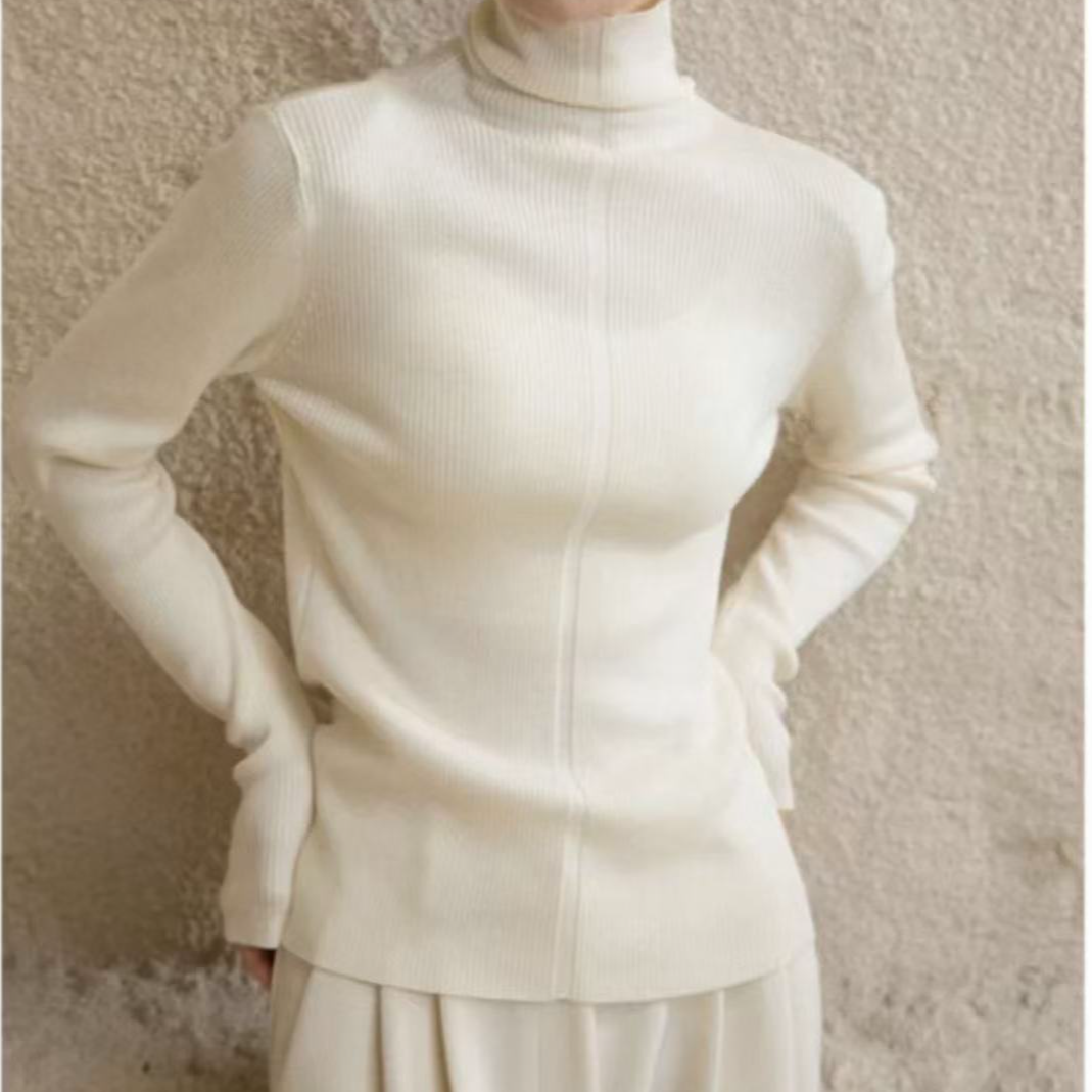 【艾萱萱】3033款秋冬新款修身高领套头针织毛衣女 约63