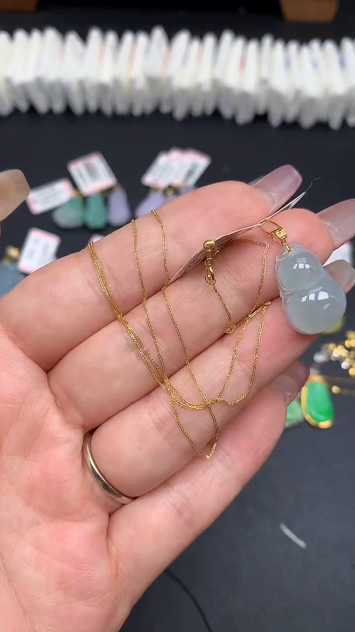 翡翠18K金镶嵌套链MS188866