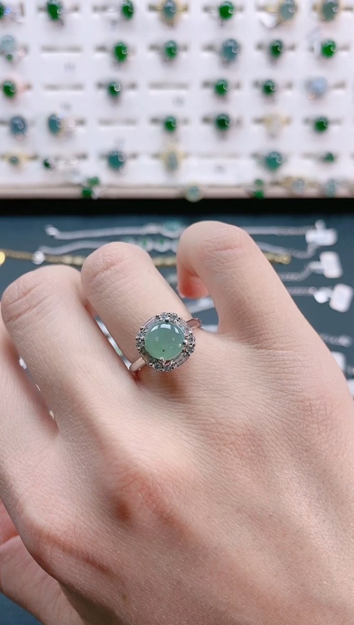 【闪购商品】翡翠戒指银S925镶嵌天然翡翠