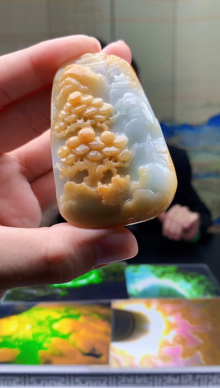 【闪购商品】定制翡翠未镶嵌5154bb-毛货挂件42