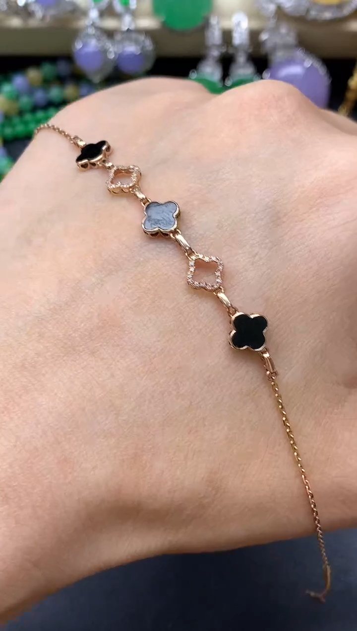 18K金镶嵌手链翡翠575-中国好珍宝