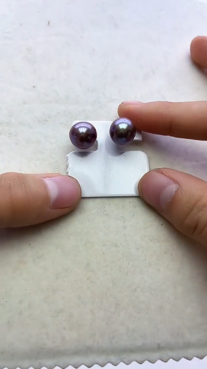 未镶嵌耳饰淡水珍珠紫色系耳饰12mm