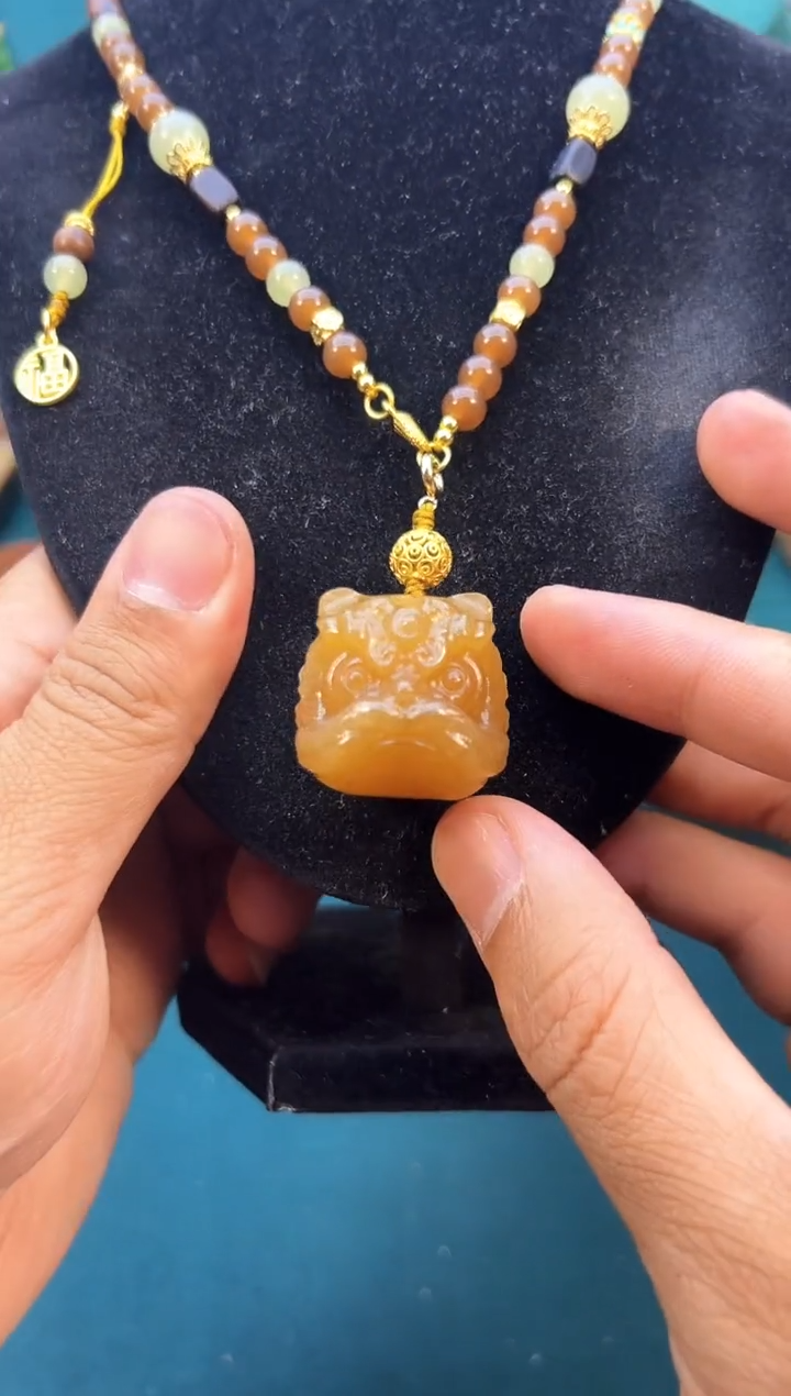 和田玉14K金镶嵌颈饰X18