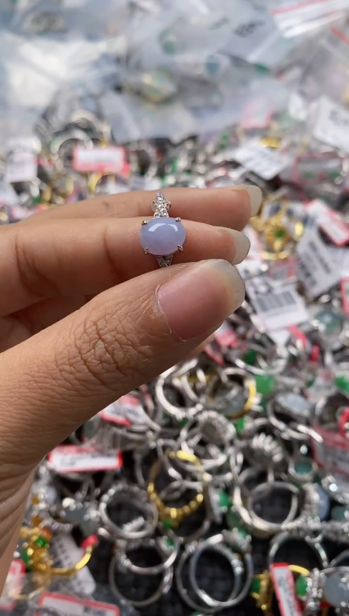 银S925镶嵌戒指翡翠444               8