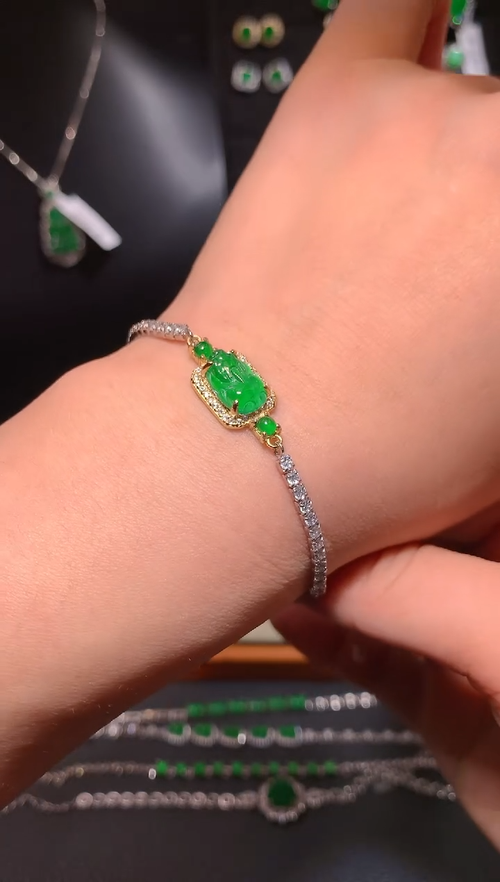 【闪购商品】翡翠手链银S925镶嵌手链