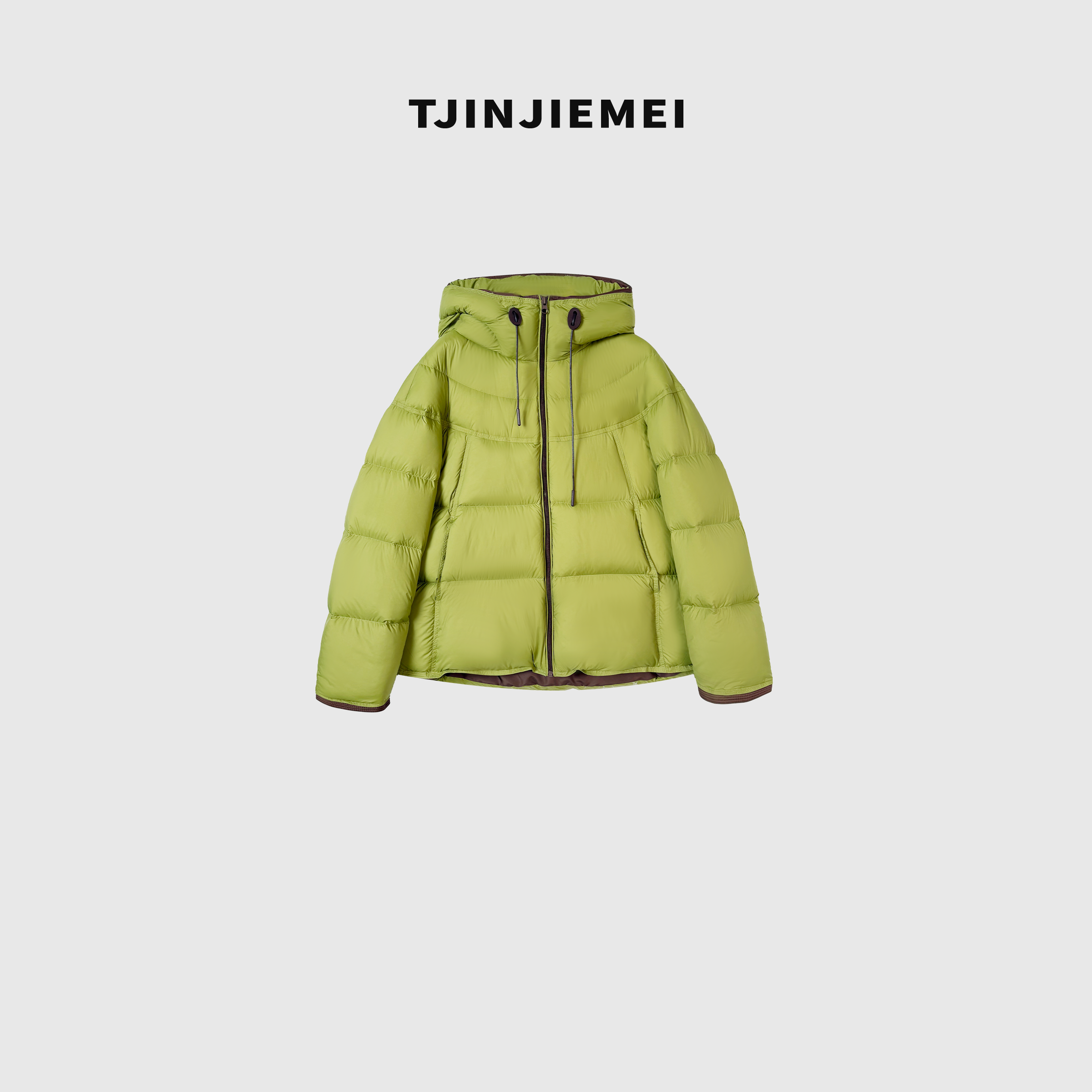 娟娟【牛油果】设计感撞色短款连帽羽绒服YRF2511-A8532