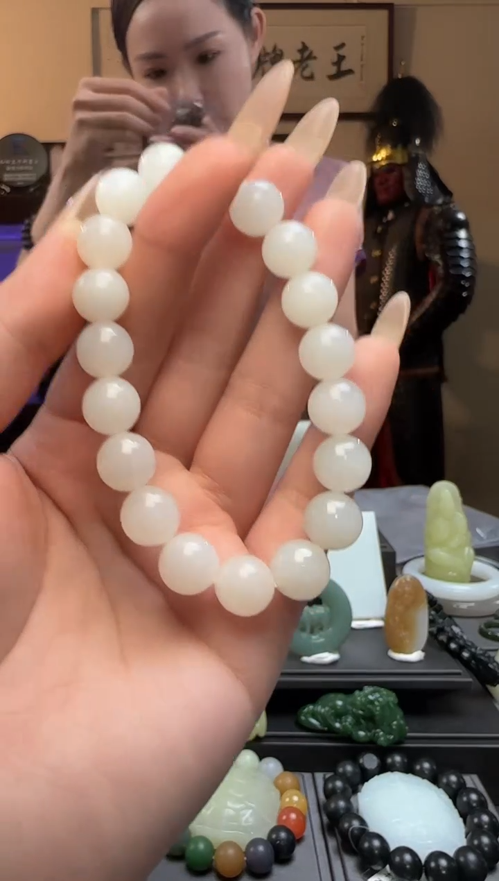 【闪购商品】和田玉白玉圆珠未镶嵌手串