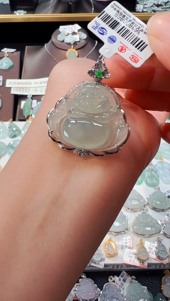 【闪购商品】翡翠吊坠(不含链)18K金镶嵌佛公吊坠869