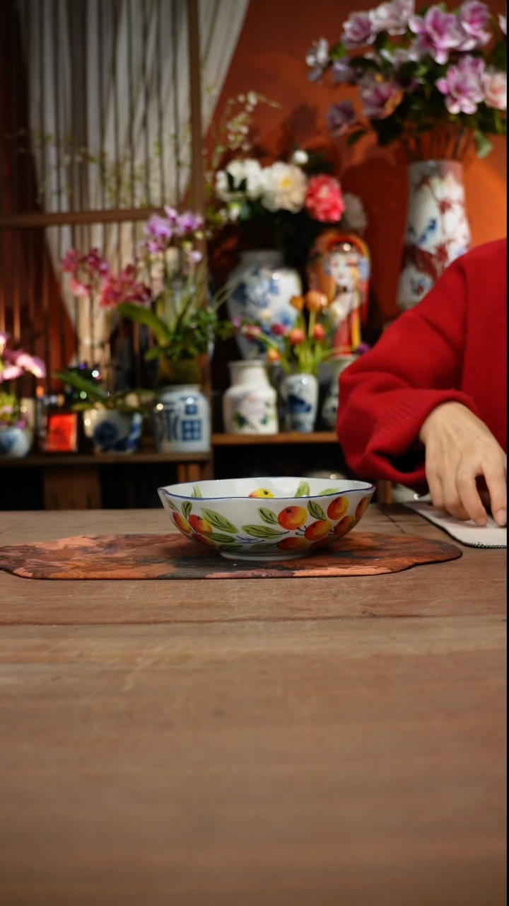 当代高温釉下彩手绘陶瓷餐具