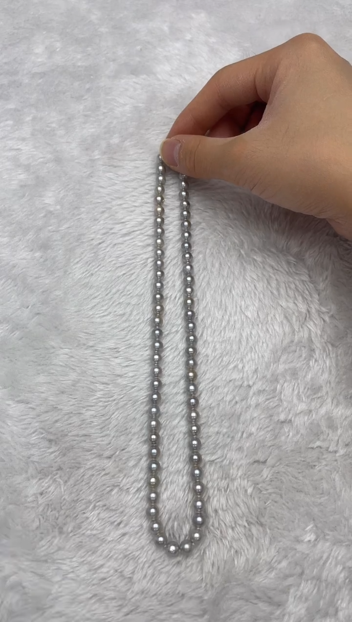 项链银S925镶嵌海水珍珠AK真多麻6-6.5mm