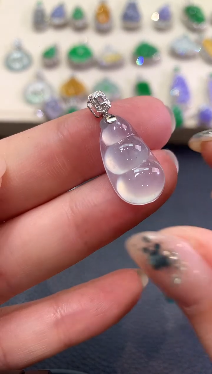 翡翠18K金镶嵌吊坠(不含链)Q34  G 