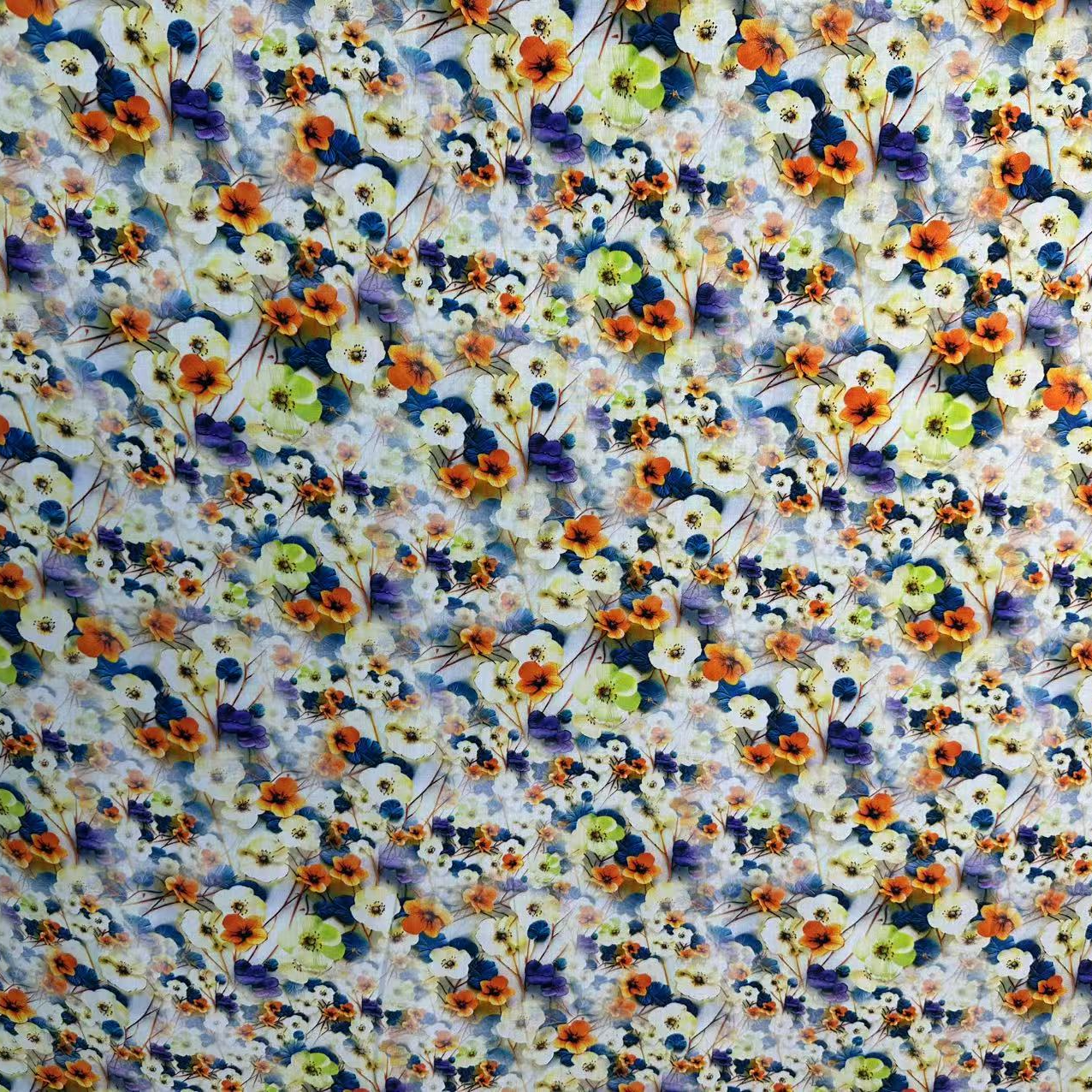  精品棉绸面料 数码印花 绮色繁华