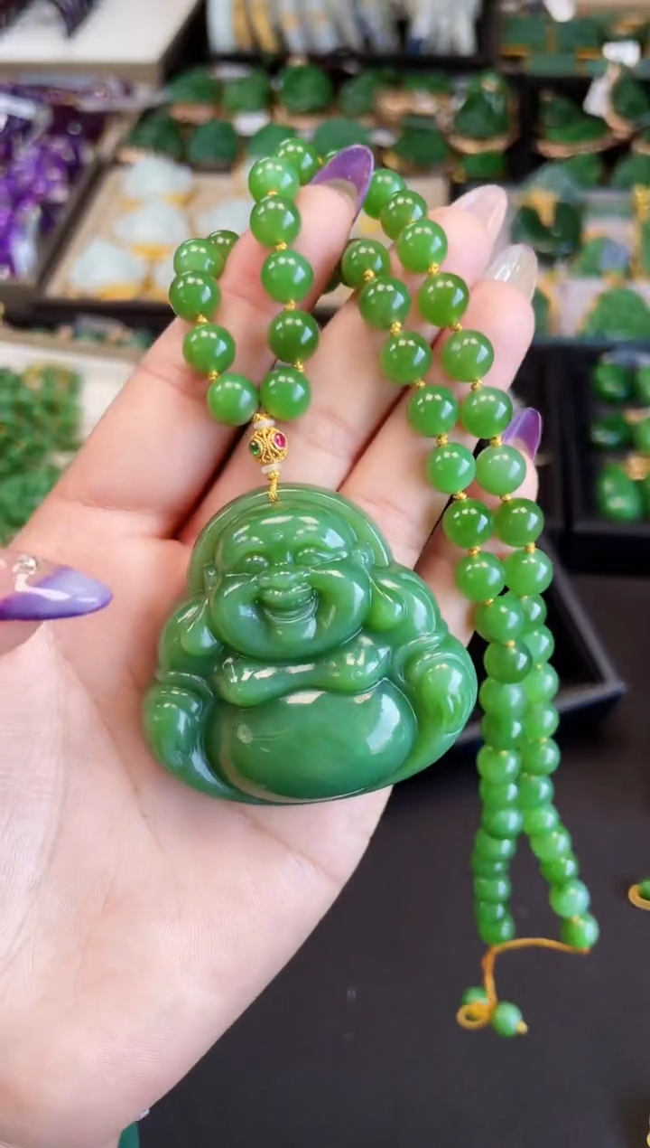 【闪购商品】和田玉套链18K金镶嵌50MM 多样性发一