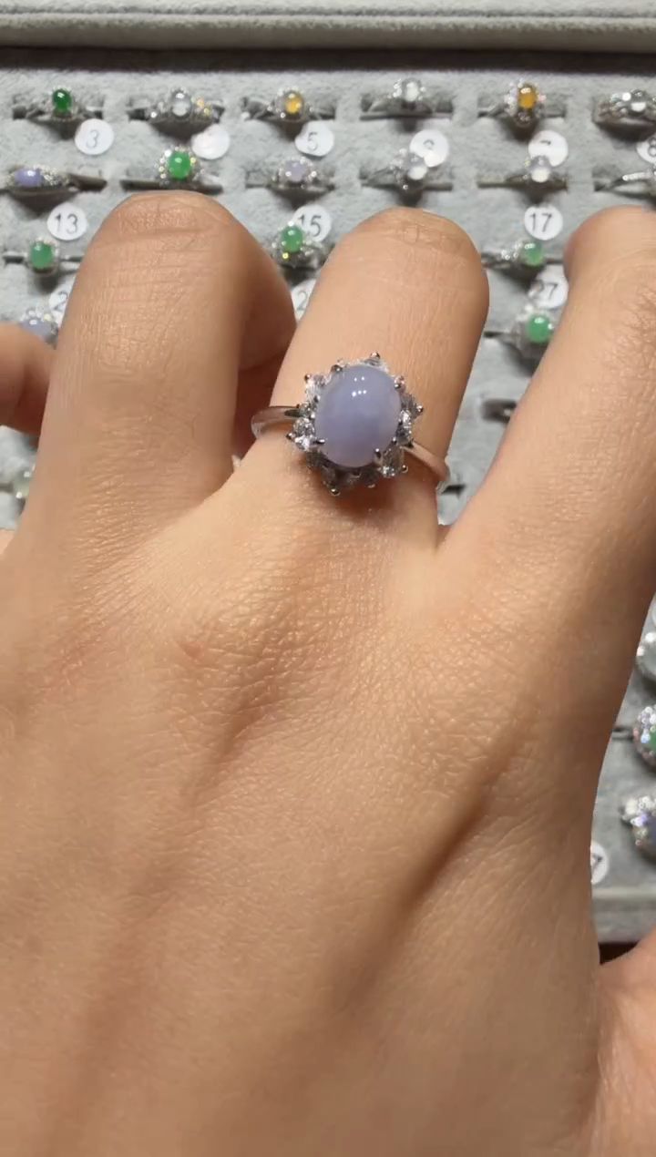 银S925镶嵌戒指翡翠925银镶缅甸A货翡翠戒指