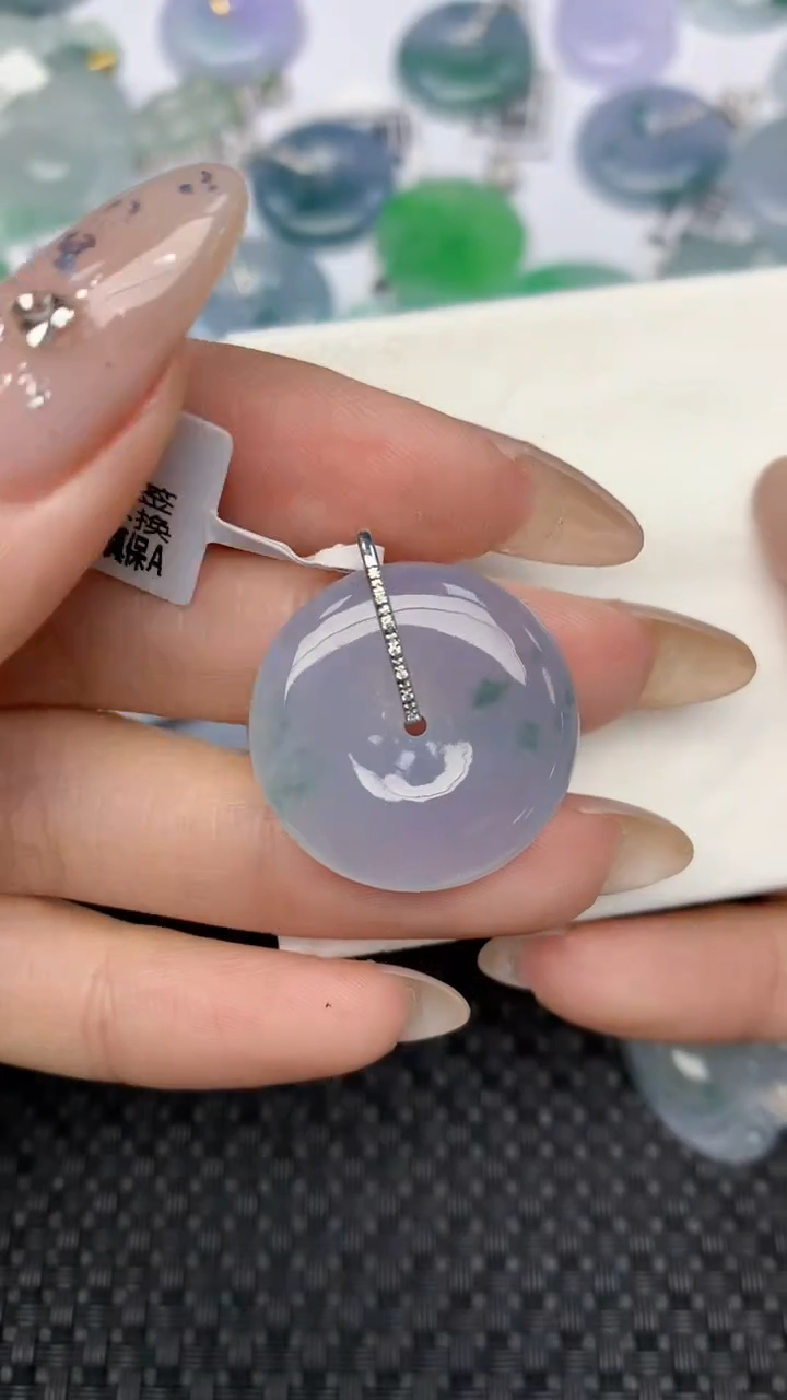 颈饰18K金镶嵌翡翠天然缅甸翡翠a货百元以上9元证书费自理