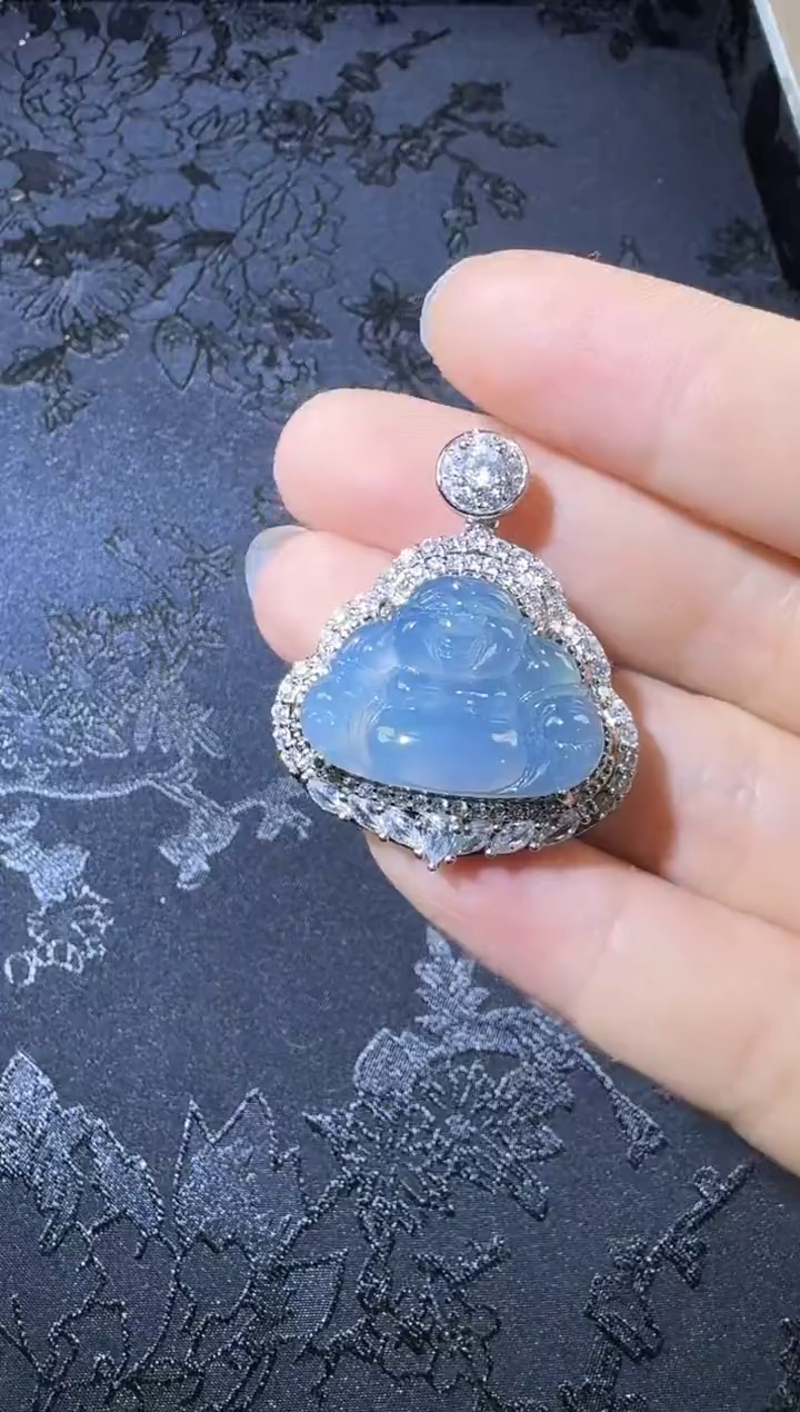 【闪购商品】翡翠吊坠(不含链)银S925镶嵌紫佛公