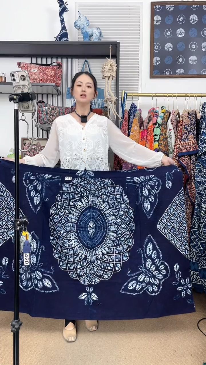 【闪购商品】蝴蝶团花白族非遗手工扎染裹裙90cm 