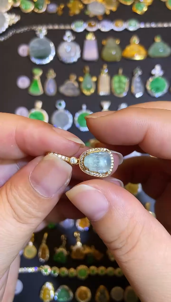 吊坠(不含链)银S925镶嵌翡翠1