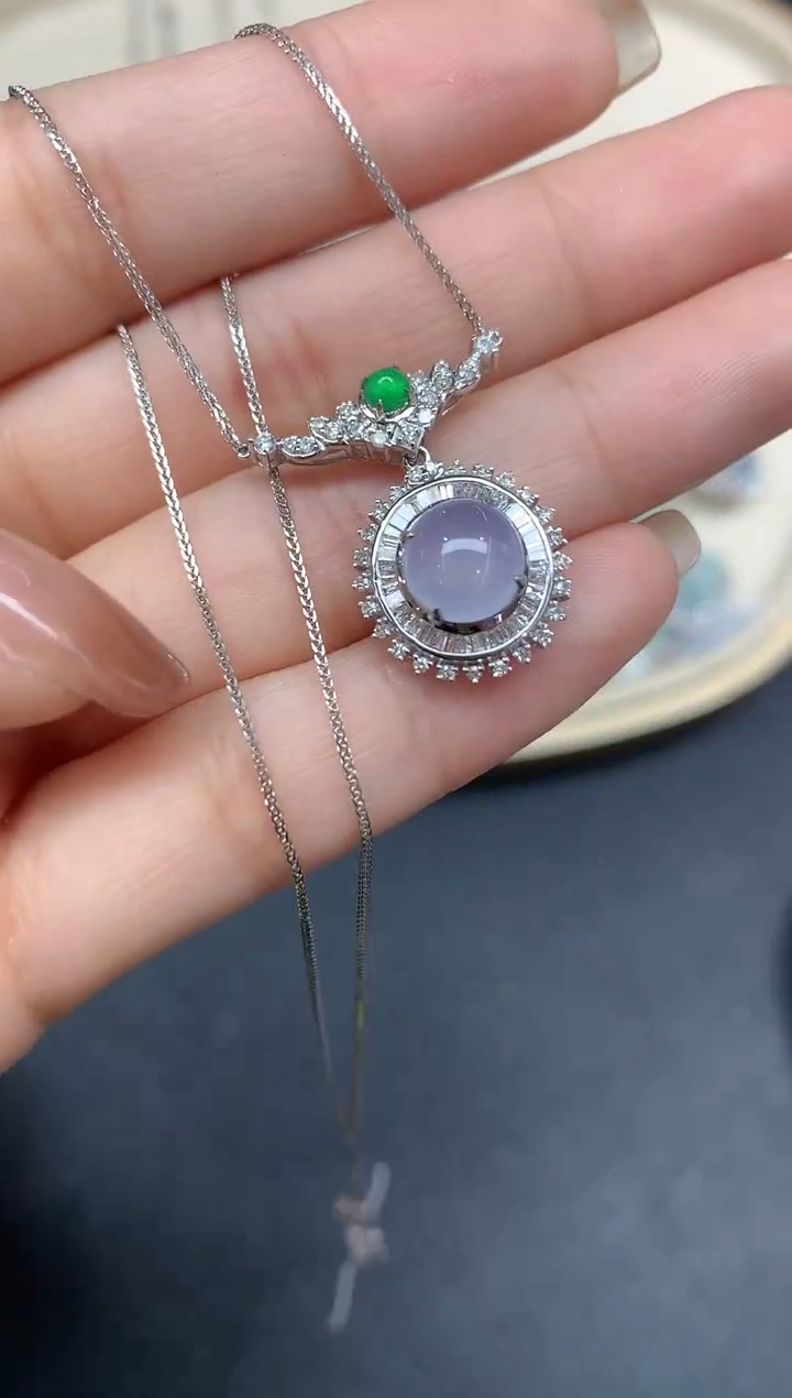 套链18K金镶嵌翡翠套链A414|7800