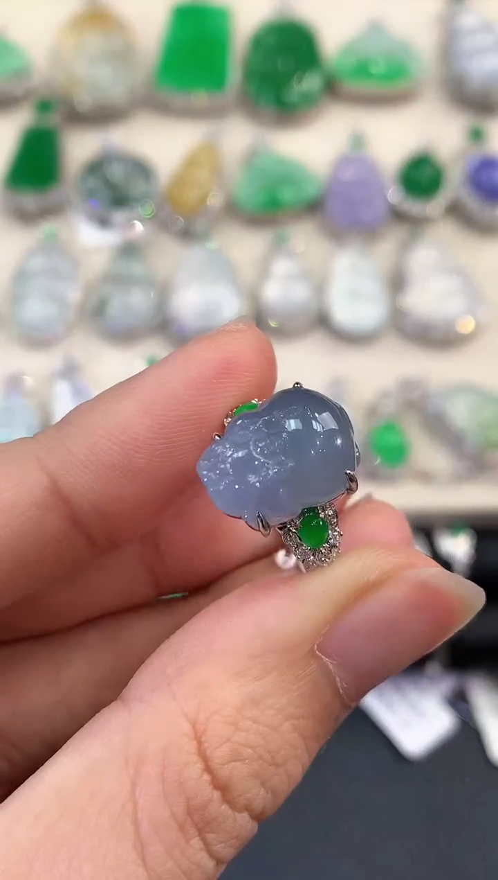 【闪购商品】翡翠戒指18K金镶嵌B118有色差