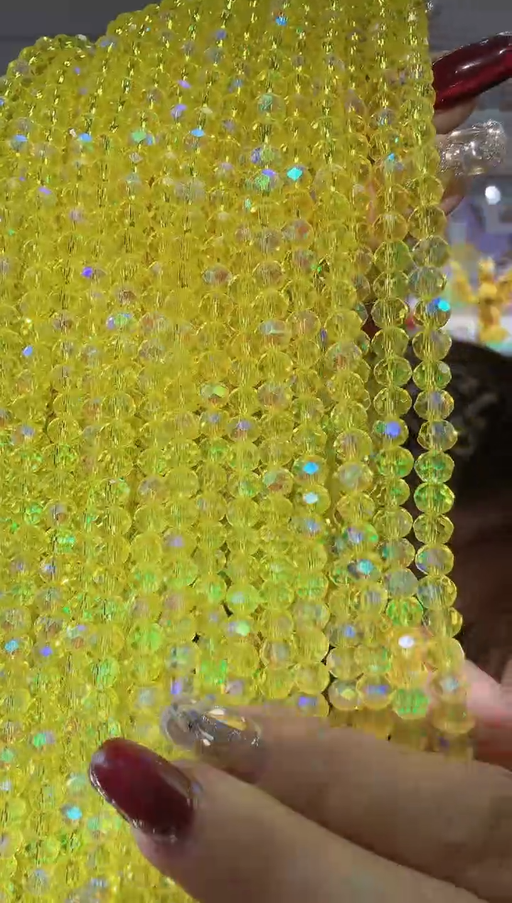 玻璃0879卡6水晶扁10条微光彩柠檬黄