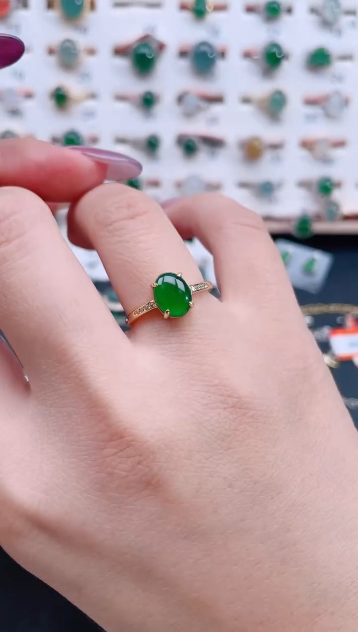 银S925镶嵌戒指翡翠天然翡翠