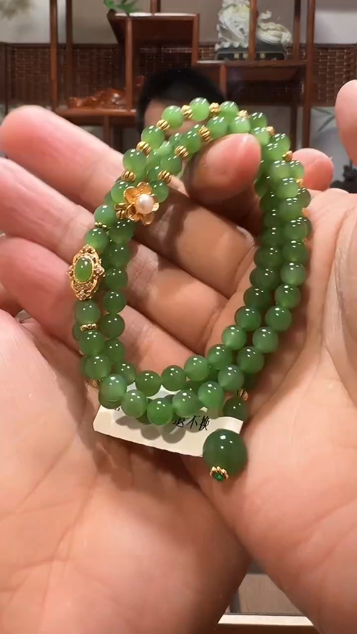 【闪购商品】和田玉珠链未镶嵌1112碧玉项链卡6