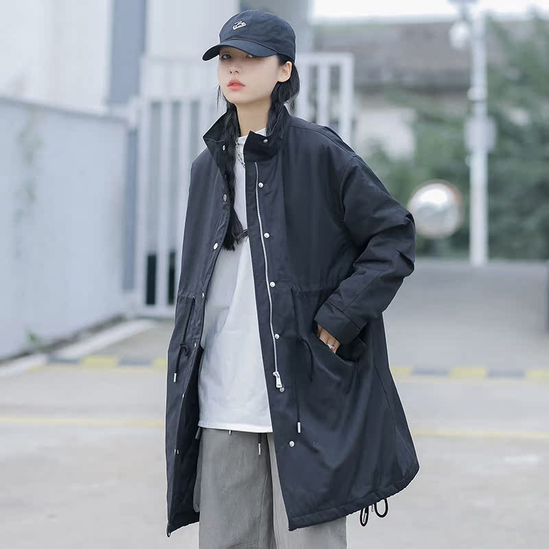 【清仓】连帽百搭帅气春秋中长款棉服