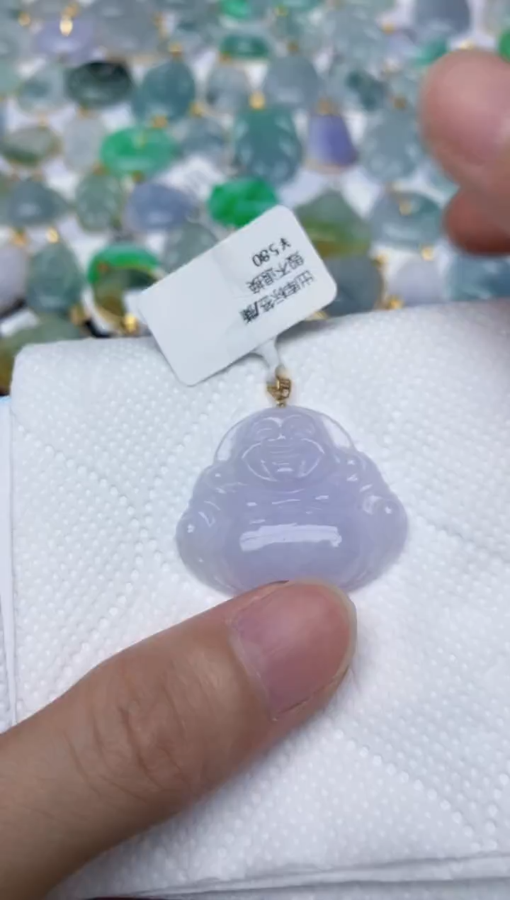 翡翠18K金镶嵌颈饰天然A货翡翠