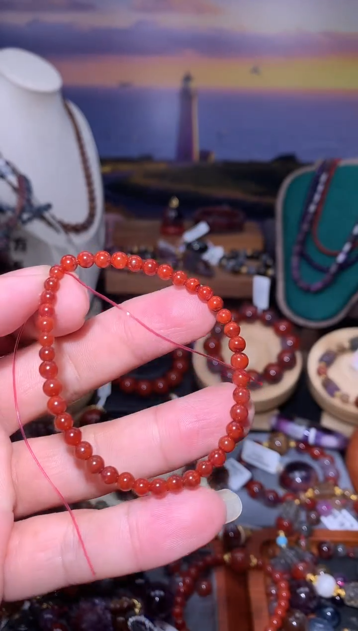 未镶嵌珠宝半成品水晶牛血红小米珠手串