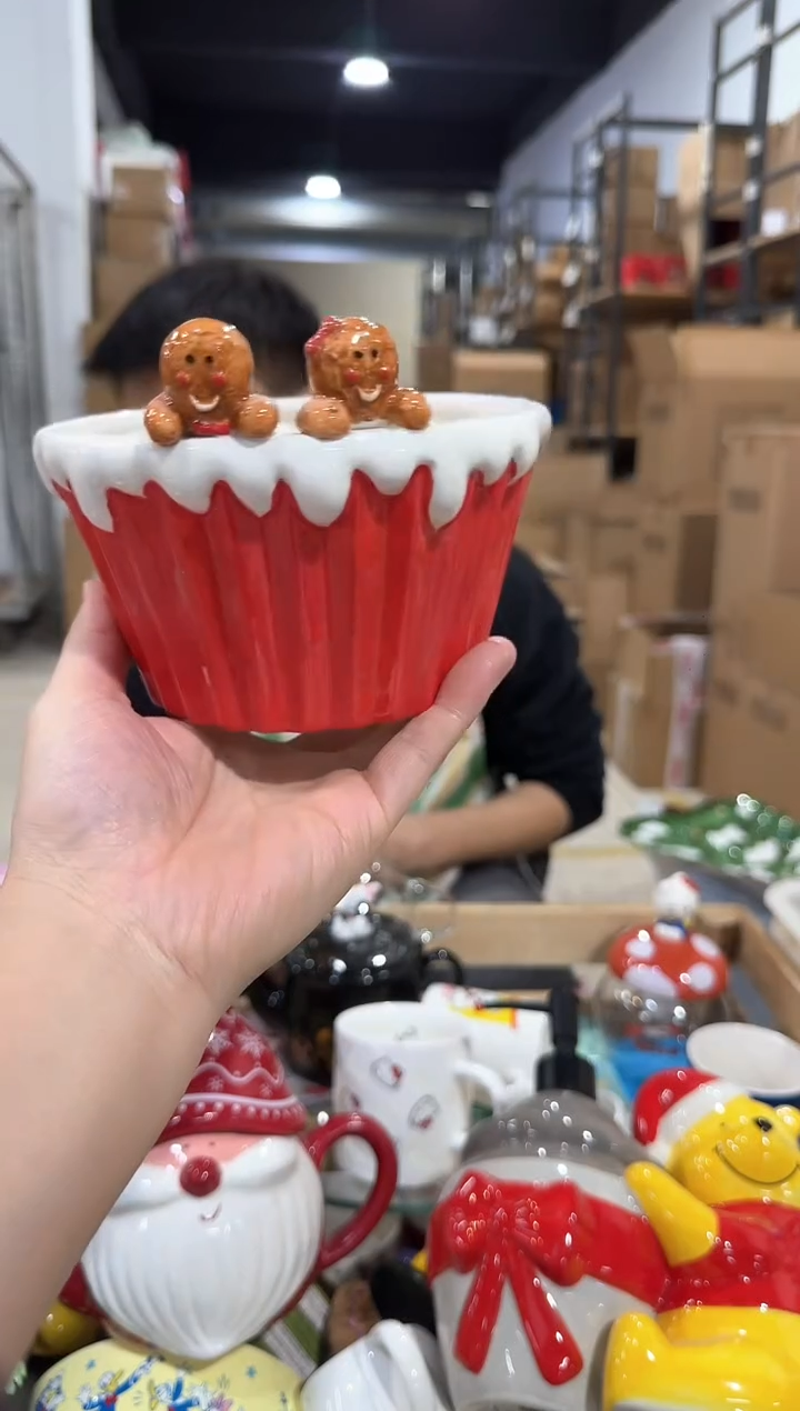 瓷片姜饼人沙拉碗