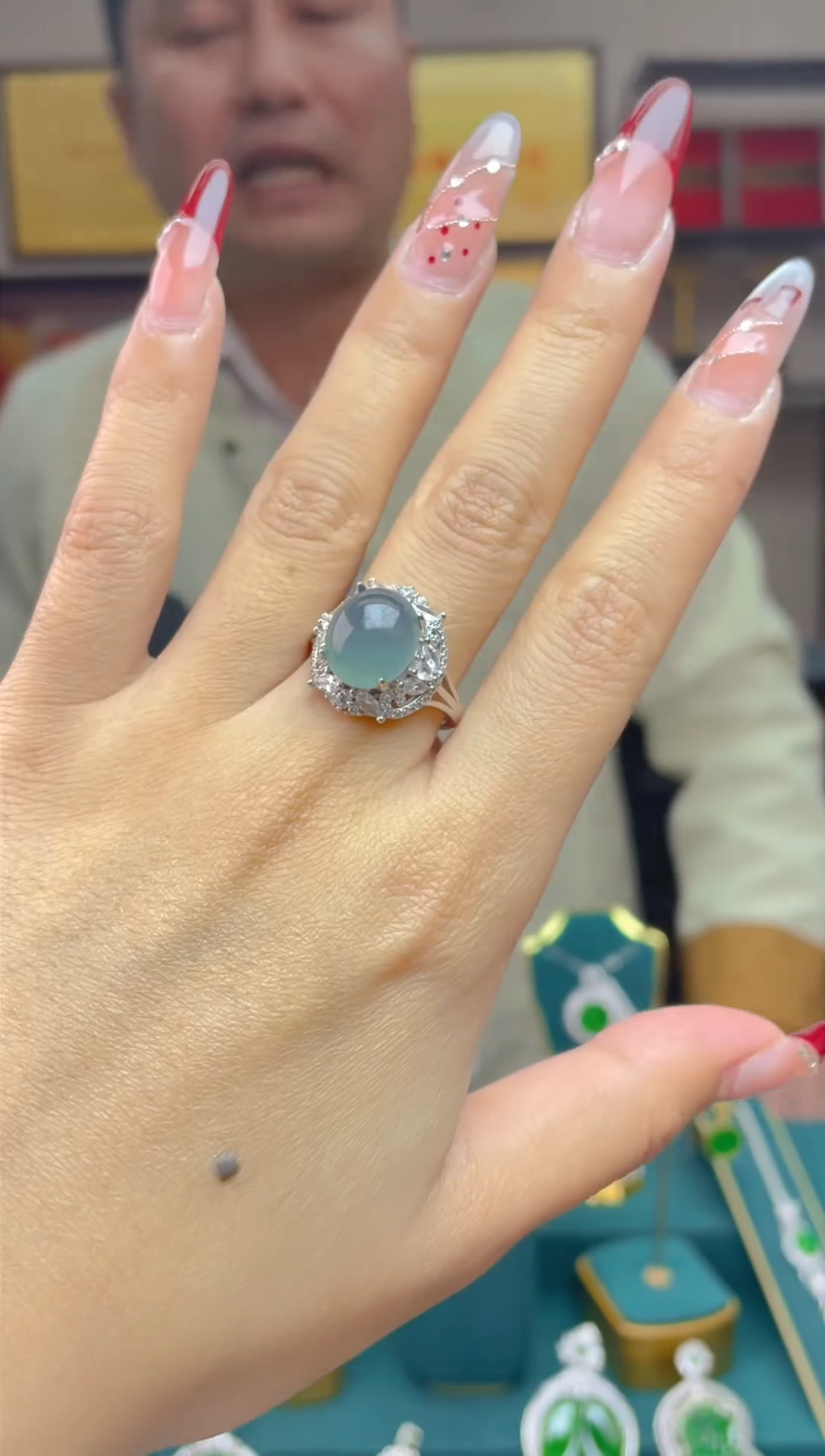 【闪购商品】翡翠戒指银S925镶嵌天然A货翡翠多样性发一