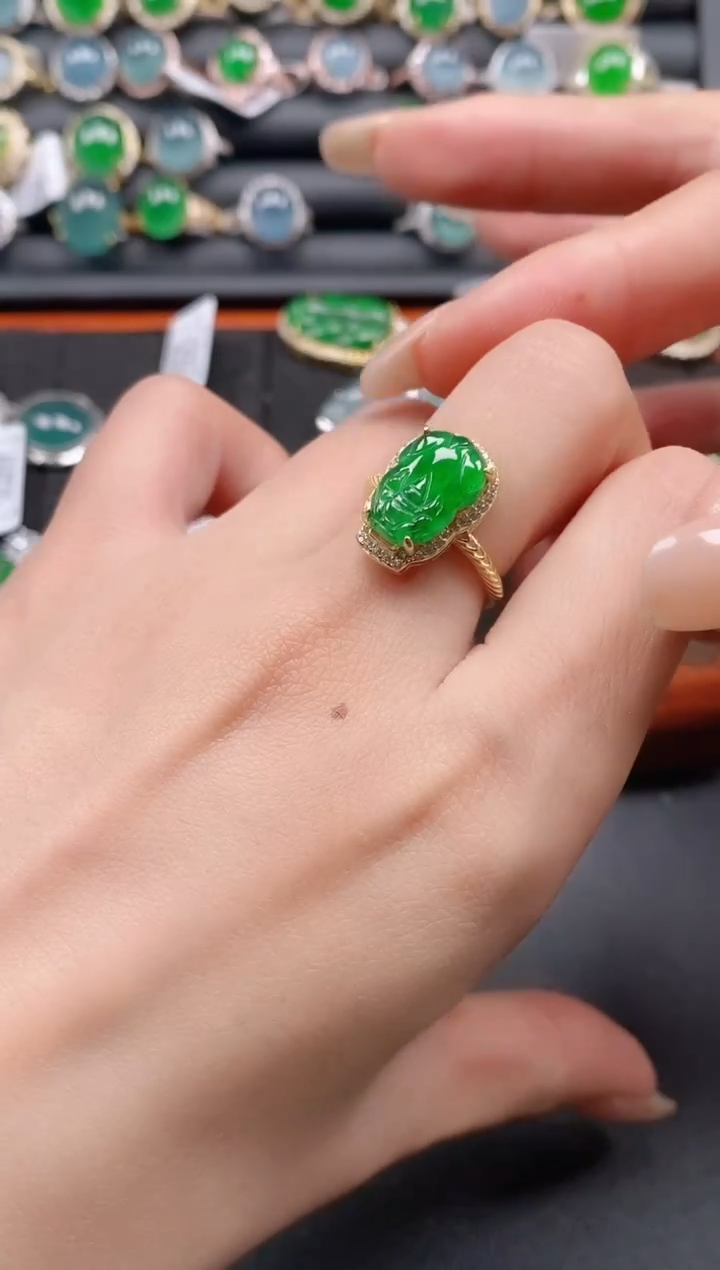 银S925镶嵌戒指翡翠111