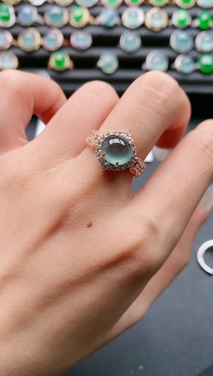 【闪购商品】翡翠戒指银S925镶嵌111111