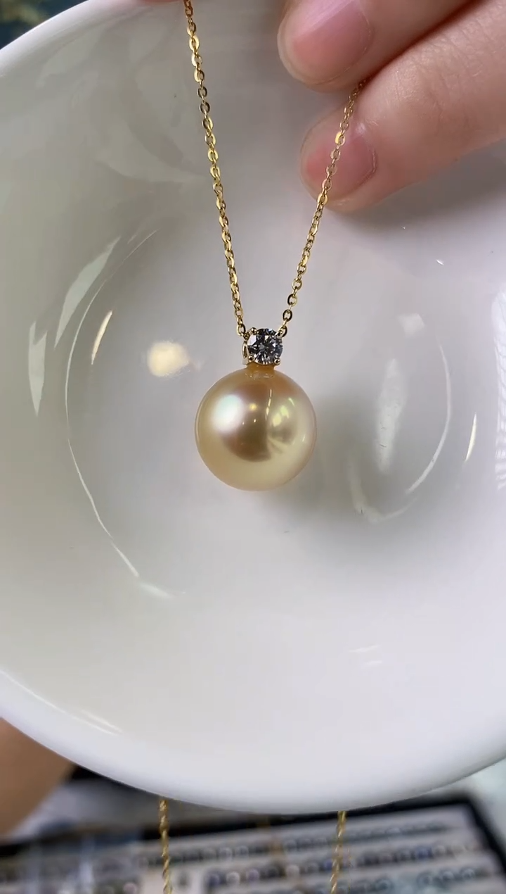 【闪购商品】海水珍珠吊坠(不含链)18K金镶嵌15-16南洋金珍珠吊坠