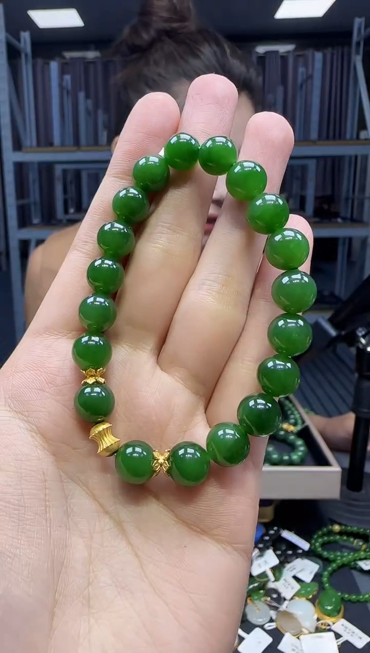 手串18K金镶嵌和田玉1