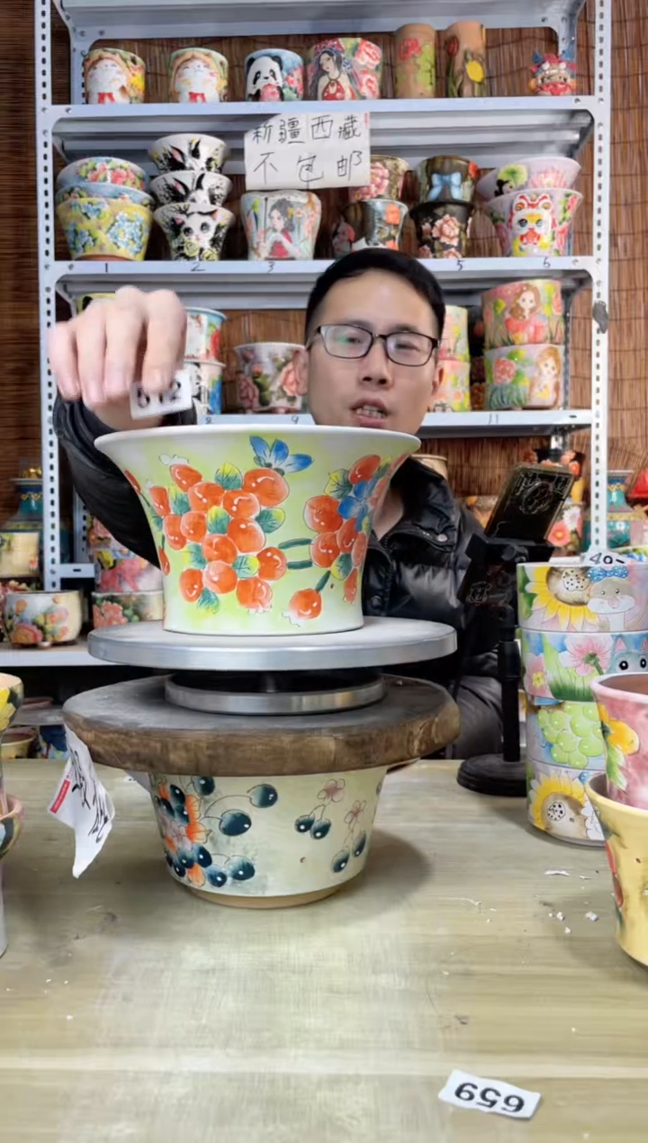 【闪购商品】摆件512陶花岛多肉陶瓷花盆罐——微瑕