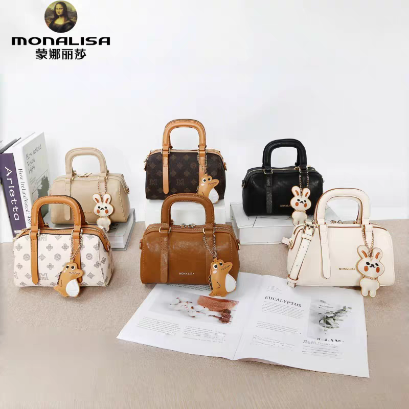 蒙娜丽莎夏季新款时尚洋气手提波士顿软皮斜挎单肩枕头包
