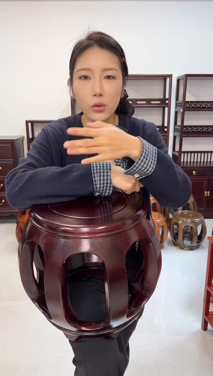花梨木类家具花梨木小鼓凳酸枝色2张