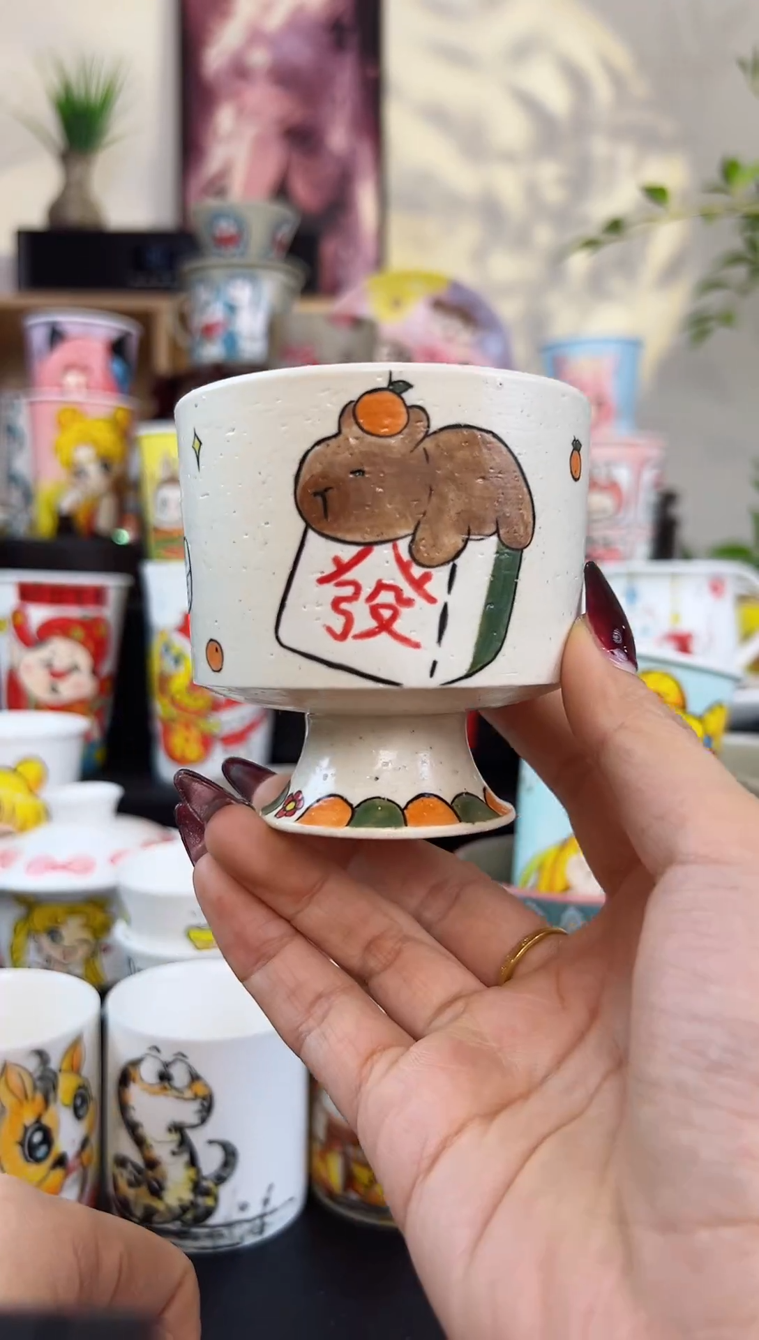 【闪购商品】摆件笙笙漫 手工手绘陶瓷杯杯